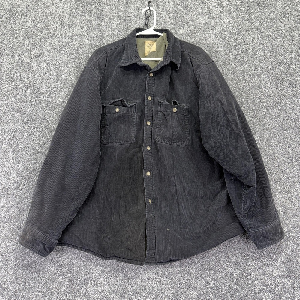 Arrow Jacket Mens XL Black Corduroy Button Fleece Lined Workwear Shirt Jacket